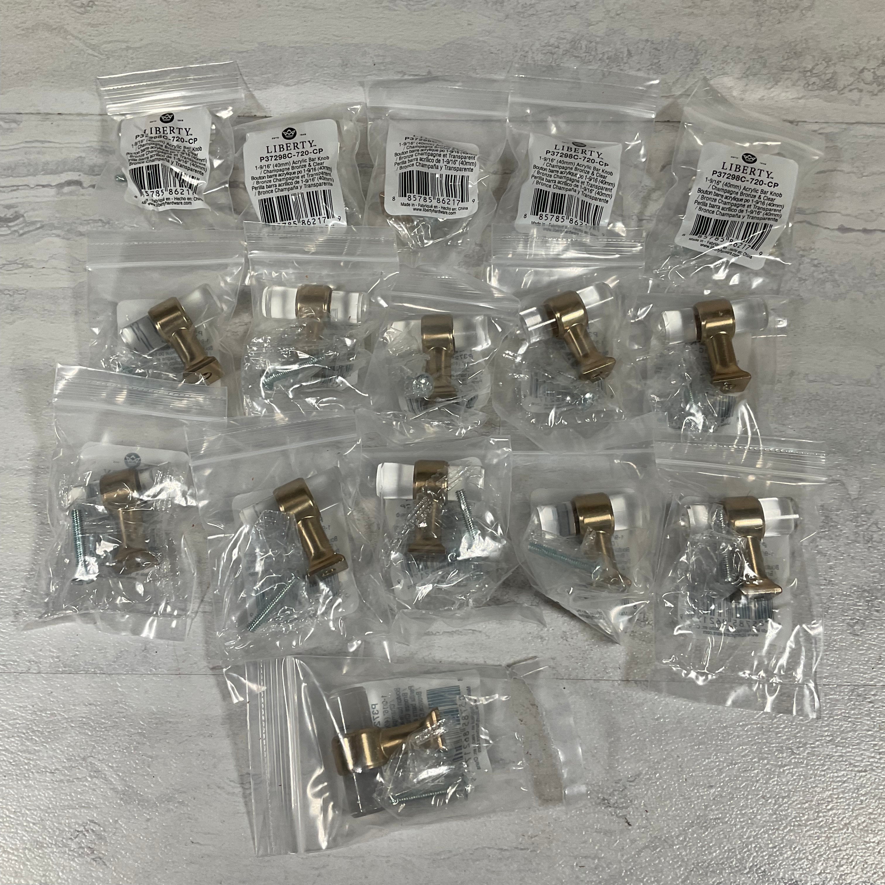 (16) Acrylic Bar 1-9/16 in. (40 mm) Champagne Bronze and Clear Cabinet Knob (7451449852142)